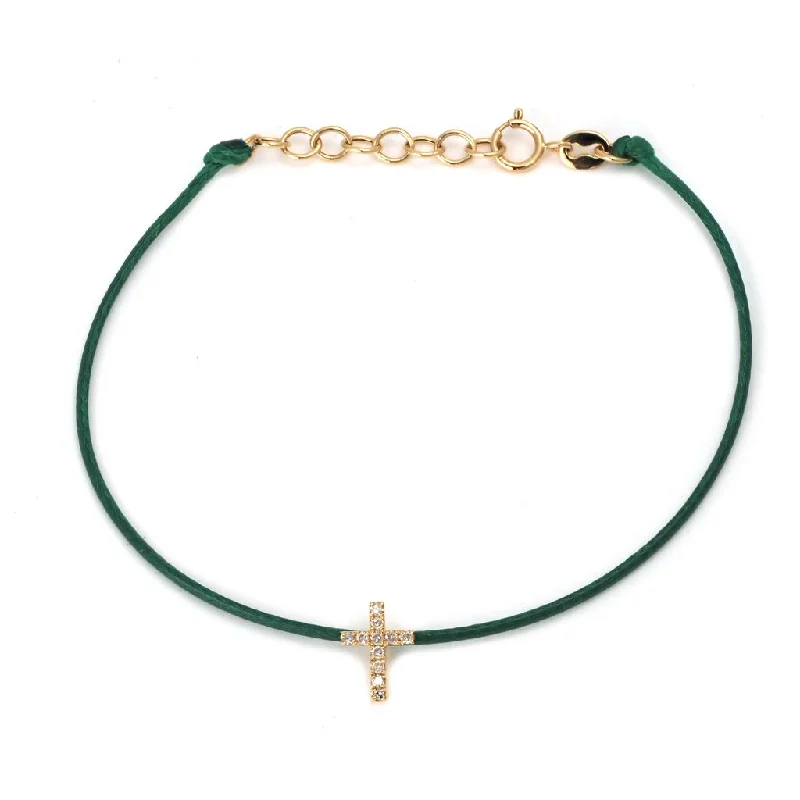 Ladies bracelets chic modernity -14k Yellow Gold Cross Cord Bracelet