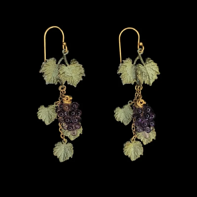 ladies-bohemian-clip-on-earrings-Wild Grape Vine Earrings - Dangle Wire