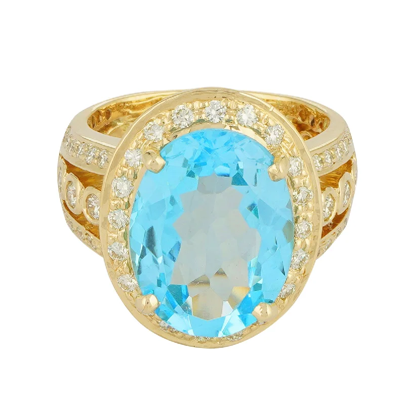 ladies-vintage-rose-gold-rings-Ring - Blue Topaz and Diamond (2222G)