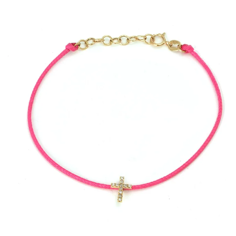 Ladies bracelets for loving moms -14k Yellow Gold Cross Cord Bracelet