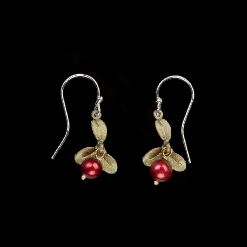 ladies-delicate-gold-earrings-Cranberry Earrings - Wire Drop