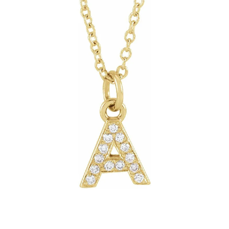 Ladies necklaces with lace agate -14K Yellow Gold (G-H, I1) Diamond Tiny Initial A-Z Necklace, 16-18 In