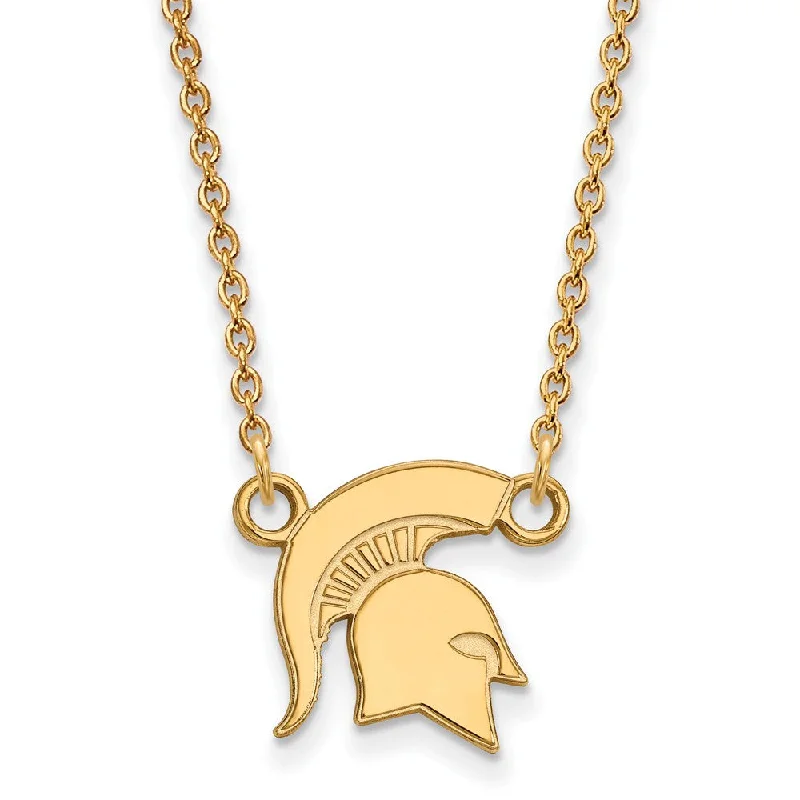 Ladies necklaces for runway vibes -14k Gold Plated Silver Michigan State Small Pendant Necklace