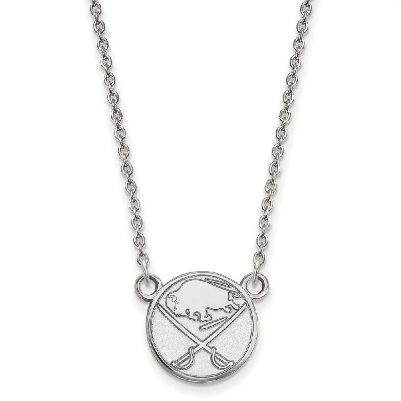 Ladies necklaces for luxe nights -Sterling Silver NHL Buffalo Sabres Small Necklace, 18 Inch