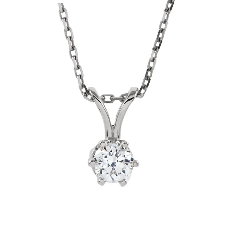 Ladies necklaces for pathfinders -1/4 Ct Round Diamond Solitaire Necklace in 14k White Gold, 18 Inch