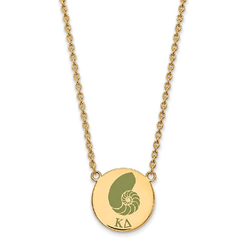 Ladies necklaces for hangout vibes -14K Plated Silver Kappa Delta Large Enamel Necklace