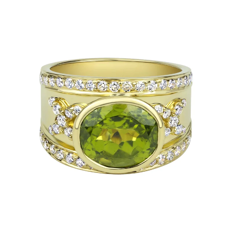 ladies-bridal-silver-rings-Ring - Peridot And Diamond (2331C)