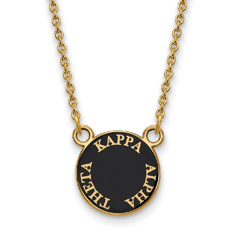 Ladies necklaces with dusk charoite -14K Plated Silver Kappa Alpha Theta Small Enamel Disc Necklace