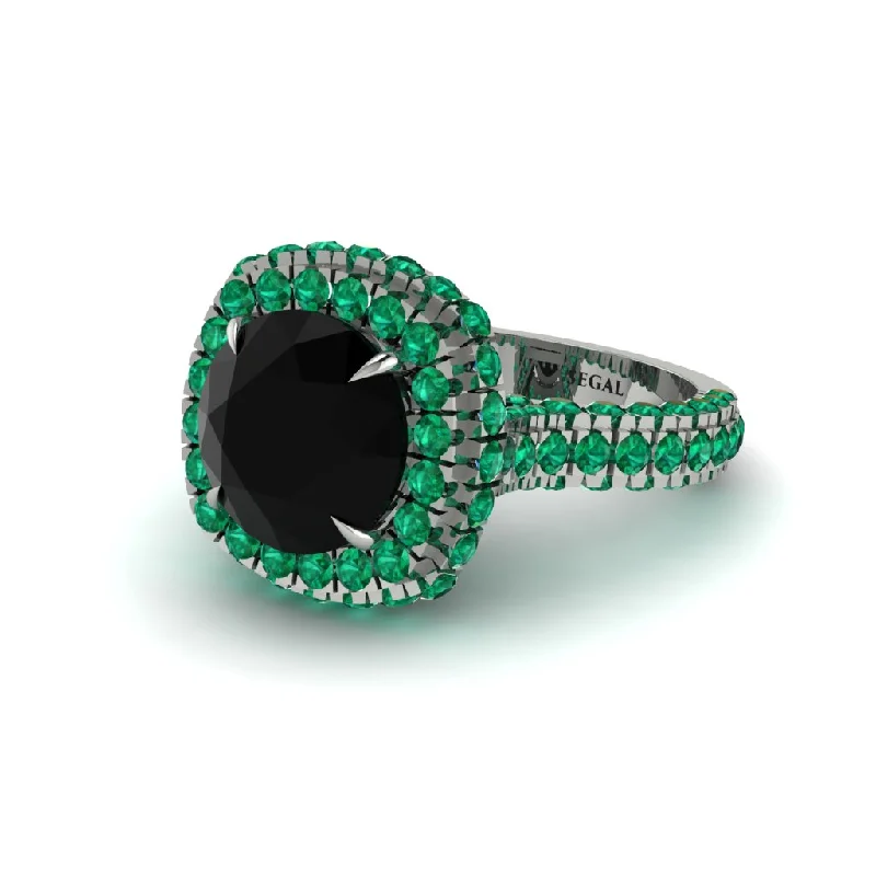 engagement-luxury-emerald-rings-Black Diamond Pave Double Halo Engagement Ring - Eve No. 24