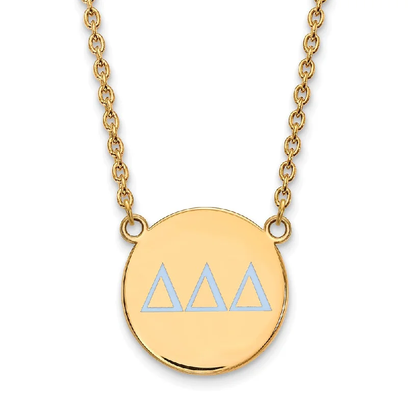 Ladies necklaces with bronze tiger’s eye -14K Plated Silver Delta Delta Delta Lg Enamel Greek Letters Necklace