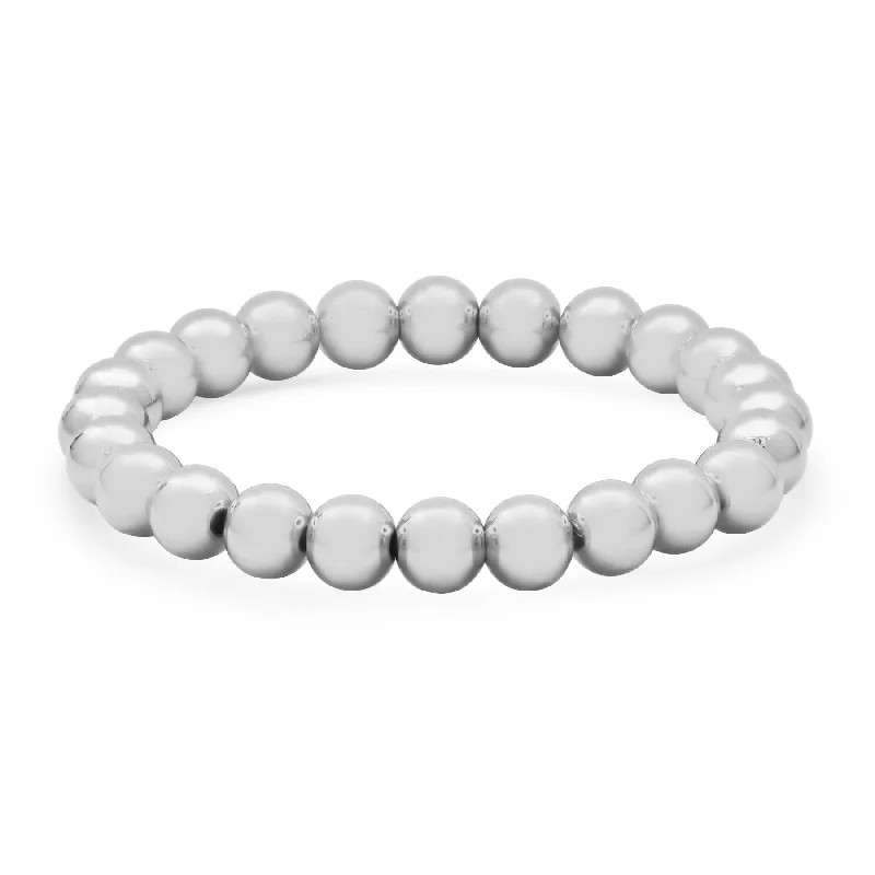 Ladies bracelets for yoga vibes -8 MM STRETCH BRACELET, SILVER