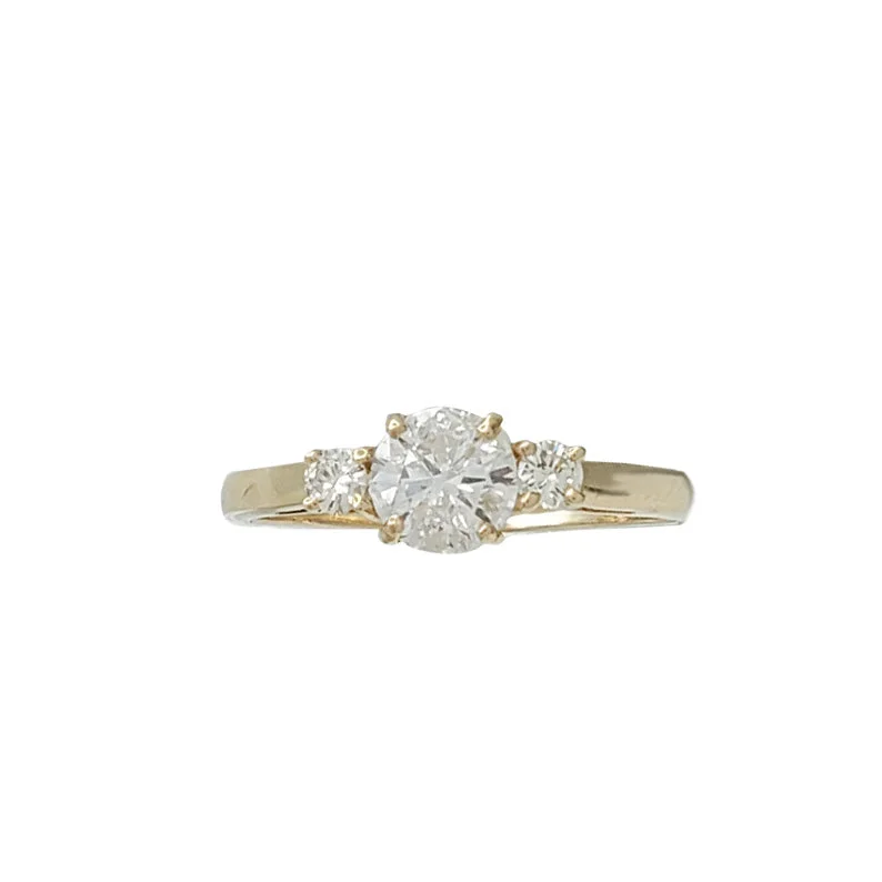 engagement-classic-silver-rings-Three-Stone Diamond Engagement Ring (14K)