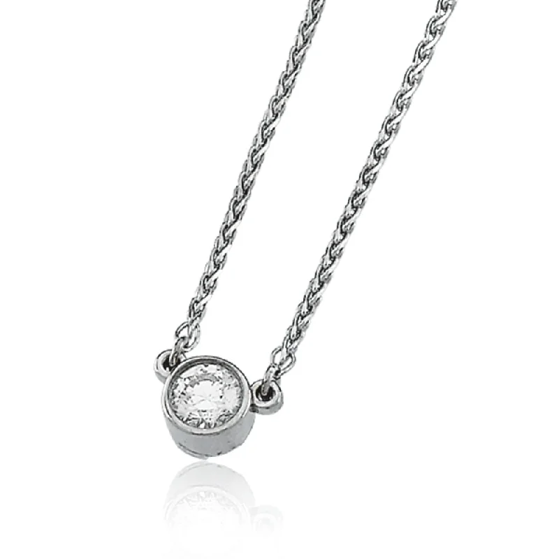 Ladies necklaces with flare pendants -1/4 Carat Diamond Solitaire Necklace in 14k White Gold