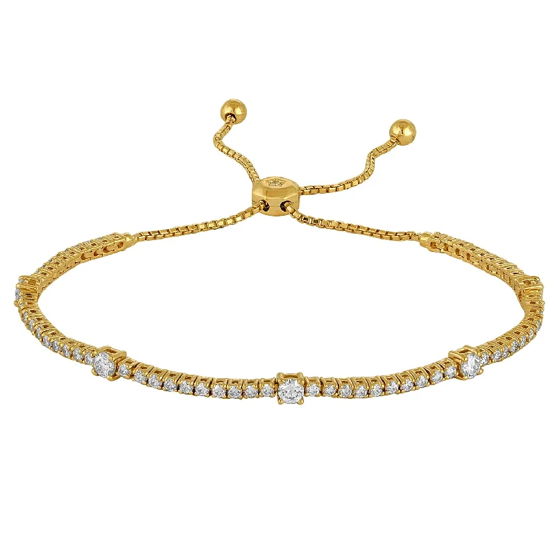 Ladies bracelets for charity vibes -14K Yellow Gold Diamond Station Bolo Bracelet