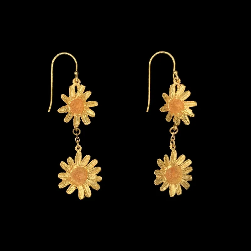 ladies-bridal-bar-earrings-Yellow Butter Daisy Earrings - 2-Flower Wire