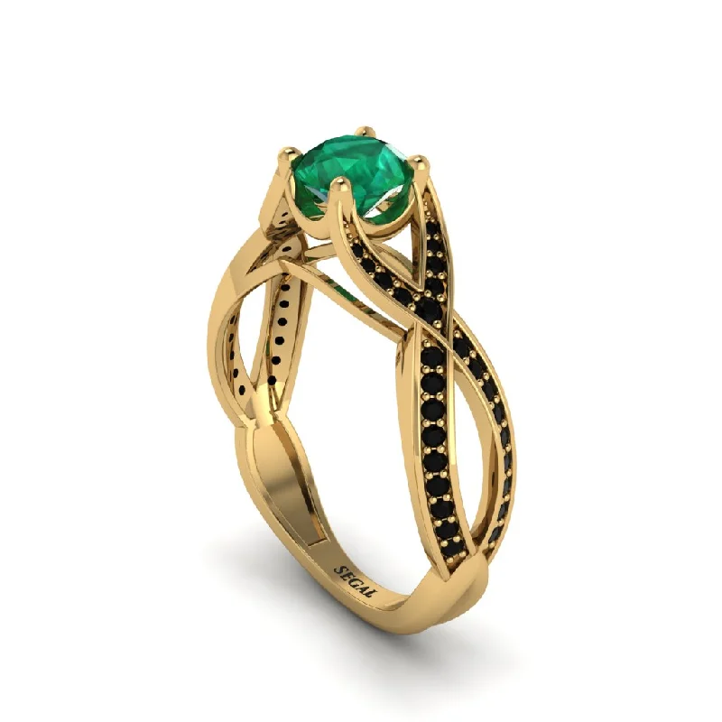 engagement-infinity-gold-rings-Emerald Eternal Twist Engagement Ring - Maisie No. 34