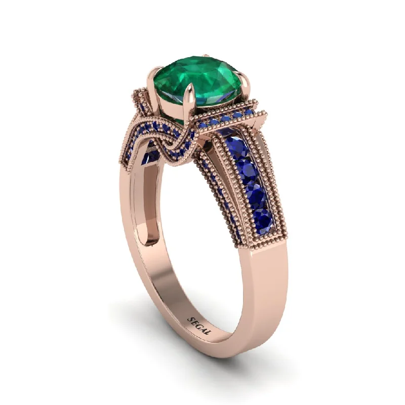 engagement-oval-gold-rings-Emerald Eternal Embrace Milgrain Engagement Ring - Fernanda No. 65