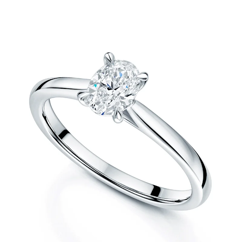 engagement-bridal-channel-set-rings-Platinum Oval Cut Diamond Engagement Ring