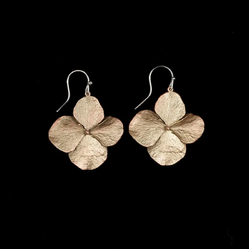 ladies-classic-hoop-earrings-Hydrangea Earrings - Large Petal Wire Drop