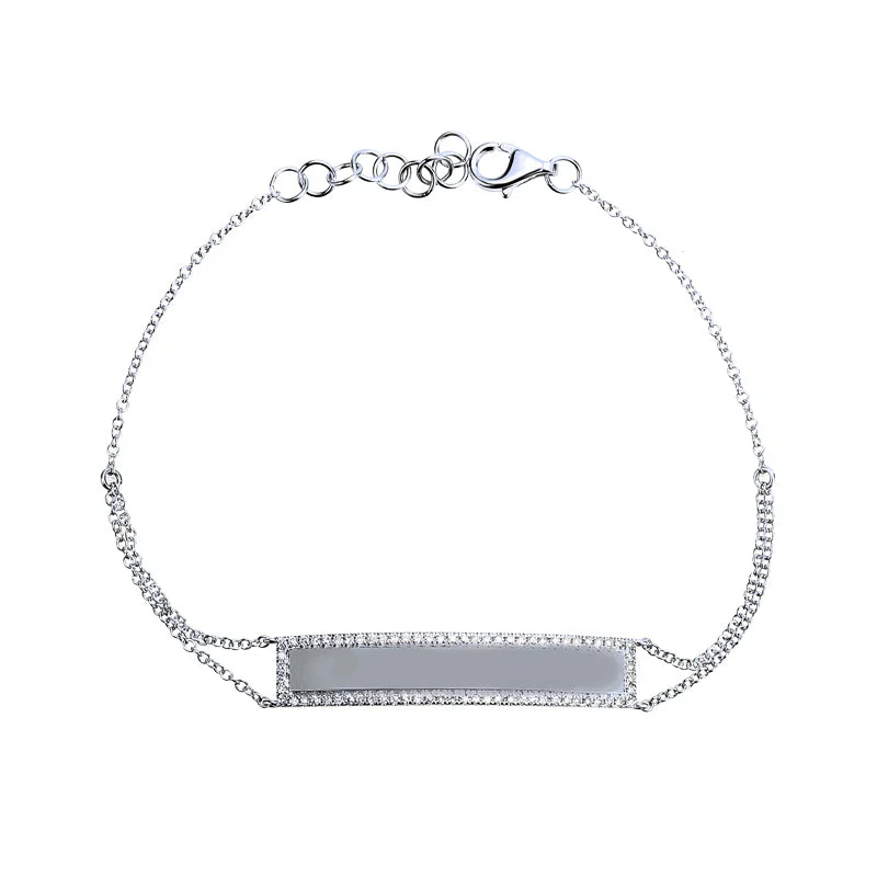 Ladies bracelets for spring vibes -14k White Gold Diamond Engravable Bracelet