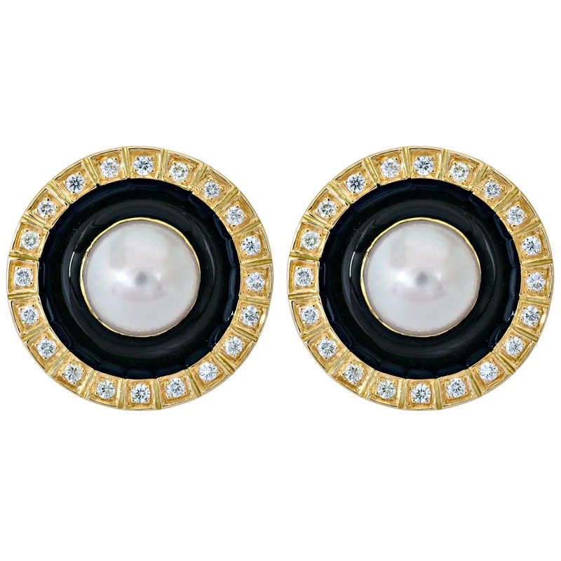 ladies-cross-rose-gold-earrings-Earrings- South Sea Pearl and Diamond (Enamel)