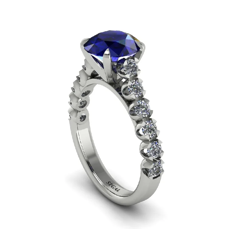 engagement-white-gold-cathedral-rings-2ct Round Cut Sapphire 14K Gold Engagement Ring - Christina No. 15