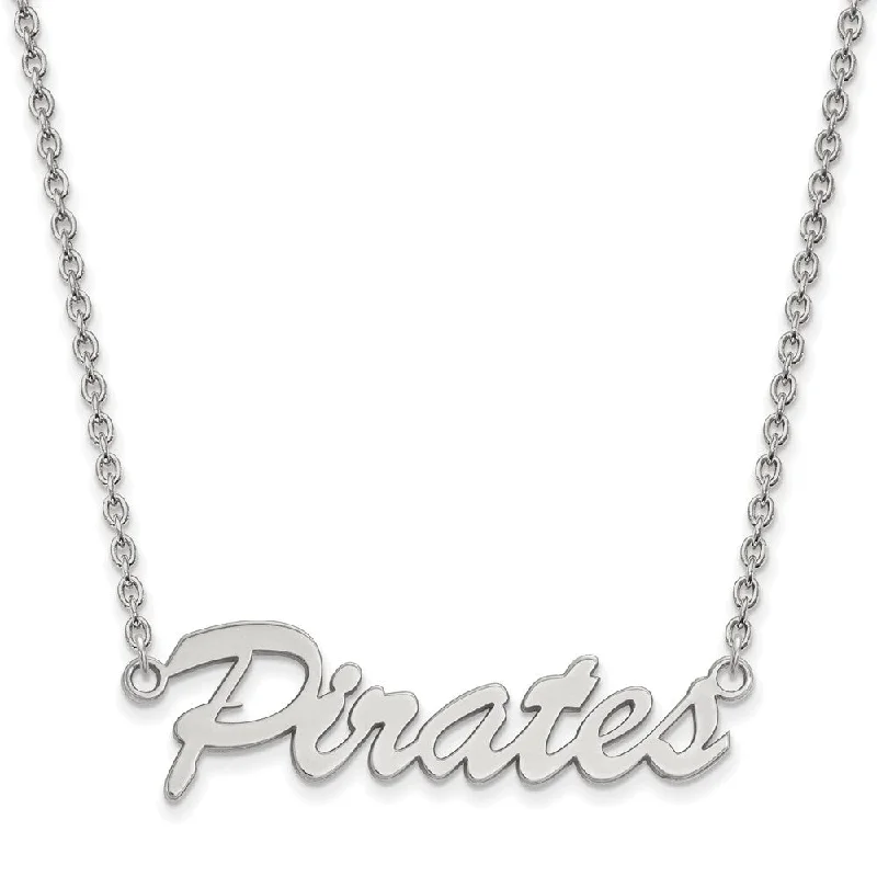 Ladies necklaces custom artistry -Sterling Silver East Carolina U Medium 'Pirates' Pendant Necklace