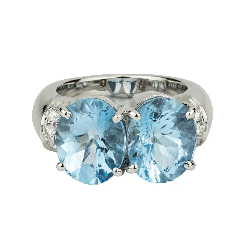 ladies-vintage-diamond-rings-Ring - Blue Topaz And Diamond