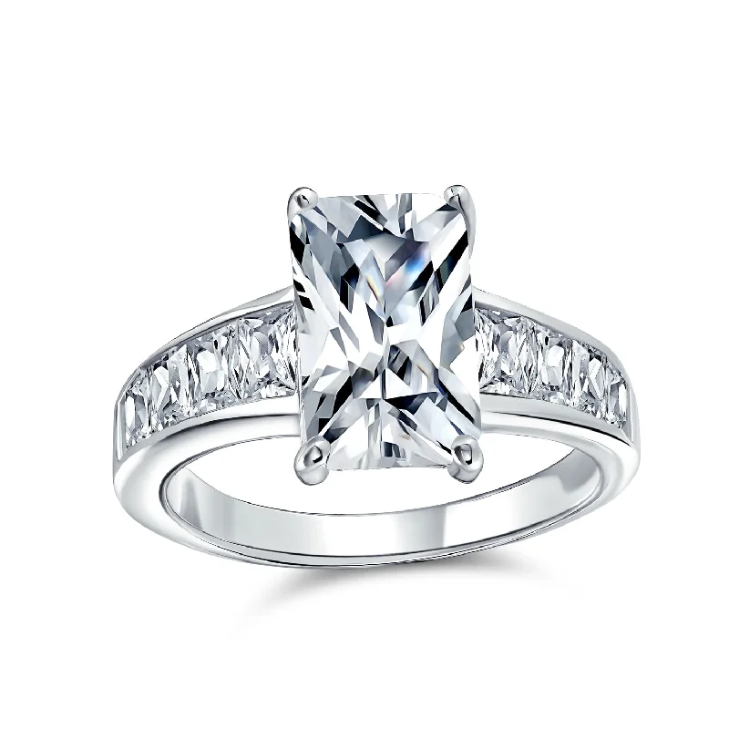 engagement-heart-wide-band-rings-Timeless Classic 4CT Emerald Cut Solitaire Engagement Ring with CZ Baguette Band