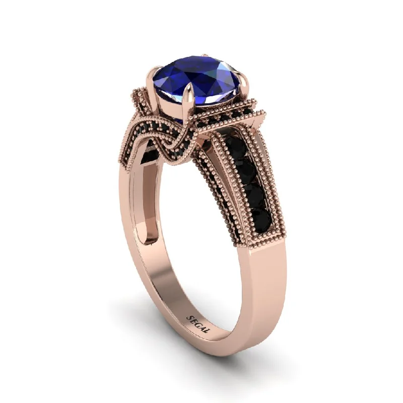 engagement-luxury-emerald-rings-Sapphire Eternal Embrace Milgrain Engagement Ring - Fernanda No. 44