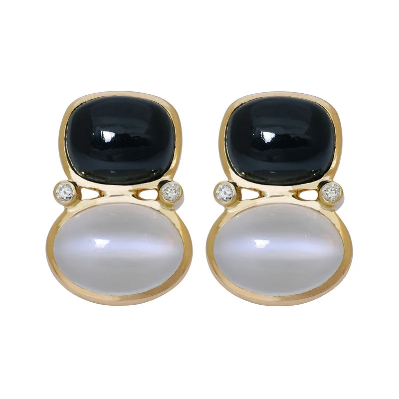 ladies-elegant-pearl-earrings-Earrings- Black Onyx, Moonstone and Diamond