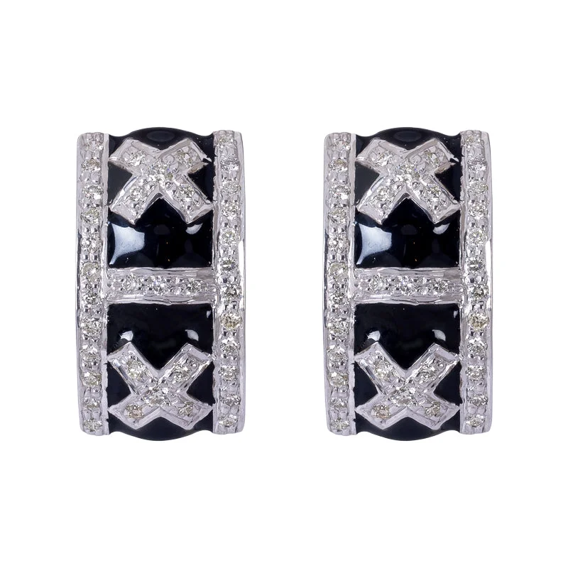 ladies-handmade-post-earrings-Earrings- Diamond (Enamel) in Silver