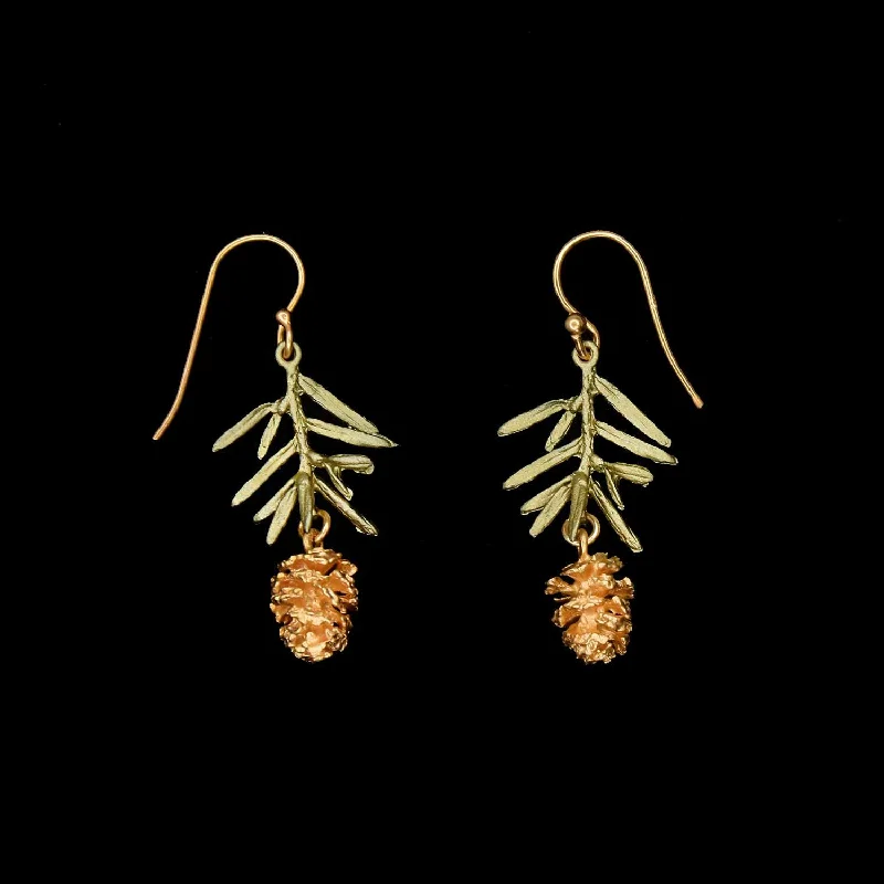 ladies-elegant-clip-on-earrings-Pine Needle Earrings - Wire Drop