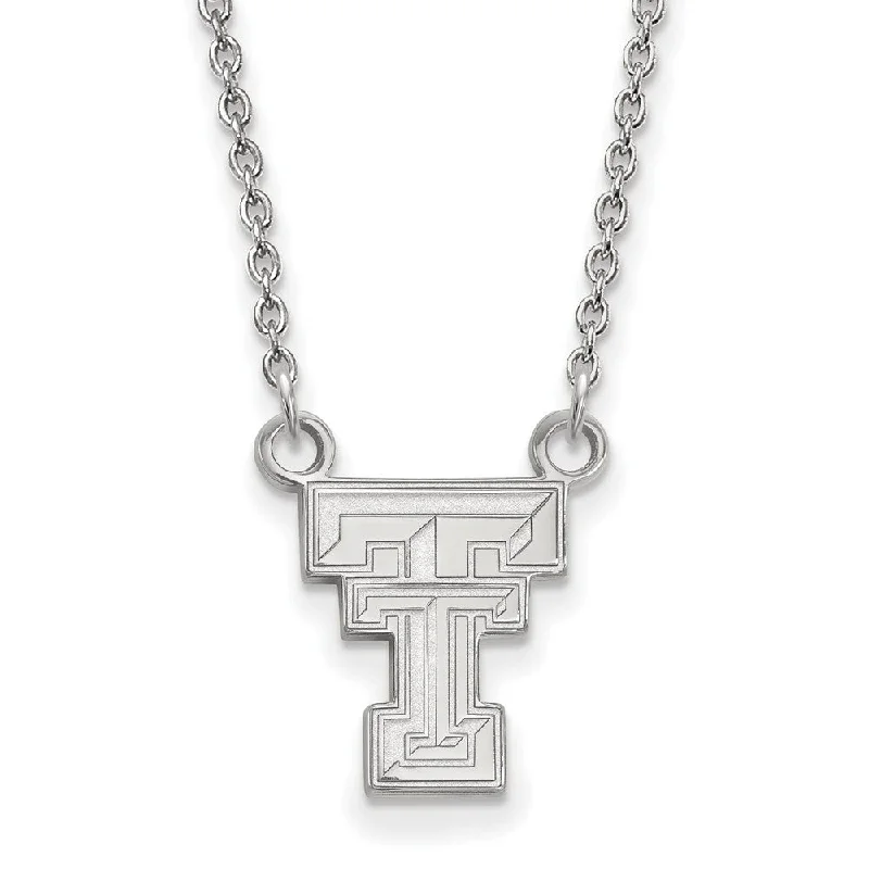 Ladies necklaces shiny elegance -14k White Gold Texas Tech U Small 'TT' Pendant Necklace