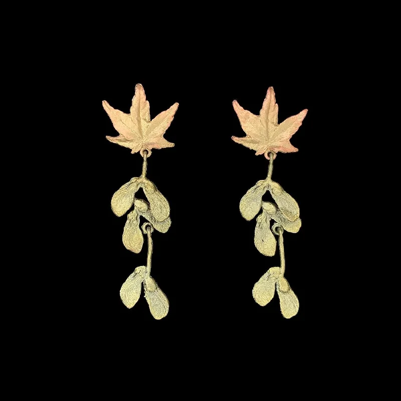 ladies-elegant-clip-on-earrings-Japanese Maple Earrings - Drop Post