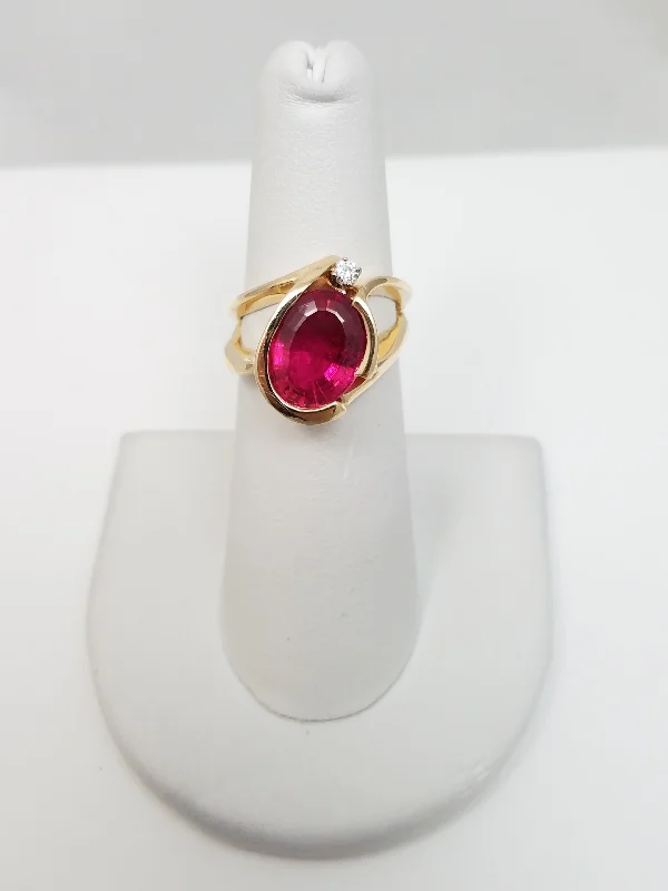 ladies-bridal-diamond-rings-Magical 14k Yellow Gold Natural Rubellite Diamond Custom Ring