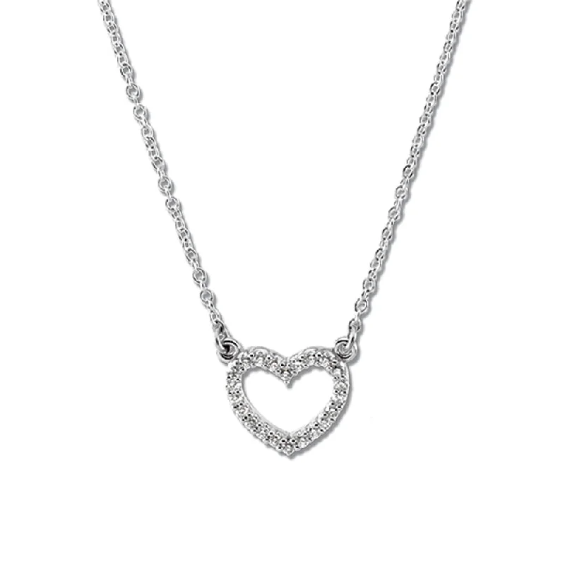 Ladies necklaces for fresh starts -1/15 Cttw Platinum Diamond Heart Necklace