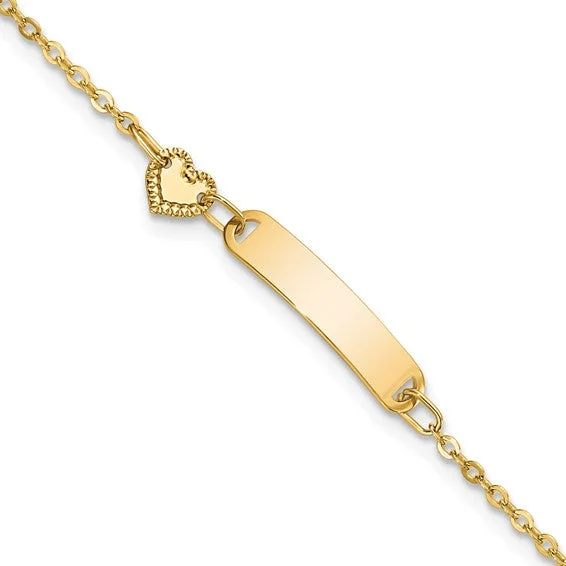 Ladies bracelets wavy flair -14K Yellow Gold Heart ID Baby Bracelet