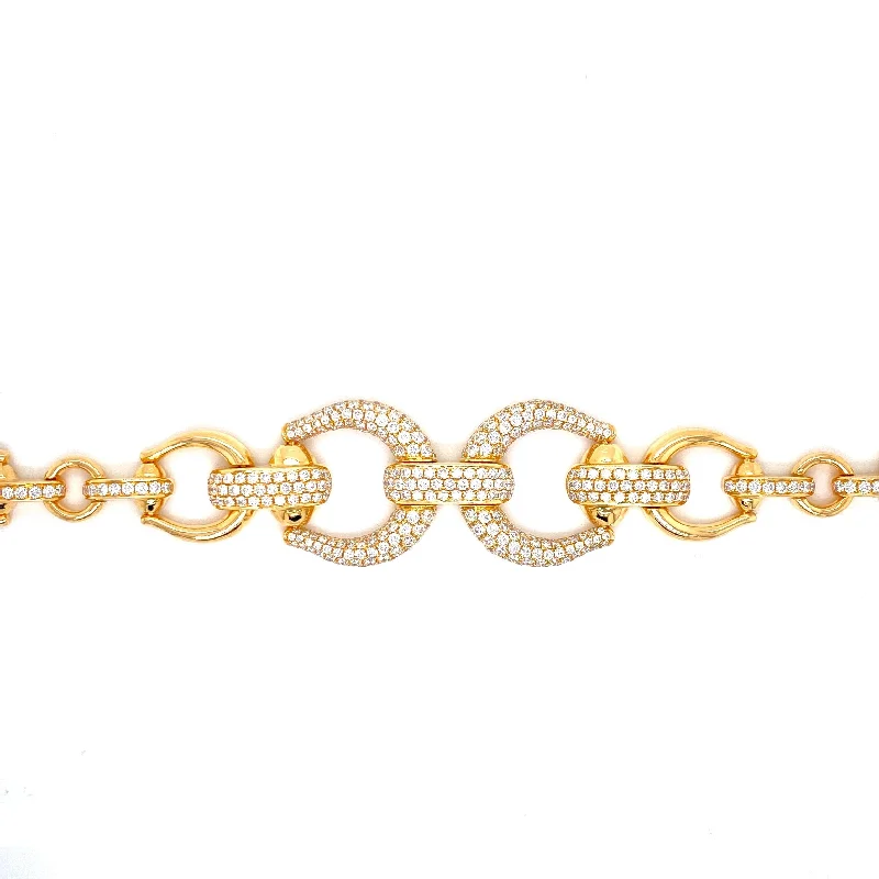 Ladies bracelets with harmony charms -18K Yellow Gold Diamond Horsebit Link Bracelet- ****FLASH SALE****