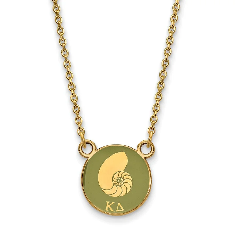 Ladies necklaces with star charms -14K Plated Silver Kappa Delta Small Green Enamel Logo Necklace