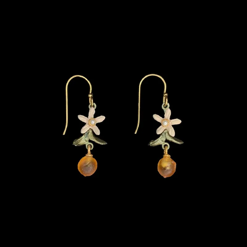 ladies-statement-diamond-earrings-Dainty Orange Earrings - Wire