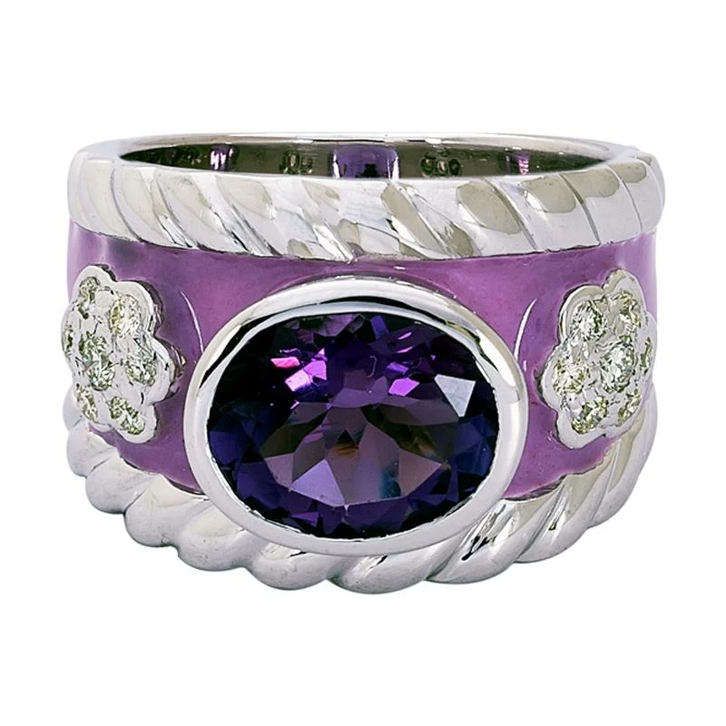 Ring- Amethyst and Diamond (Enamel)  (265QS)