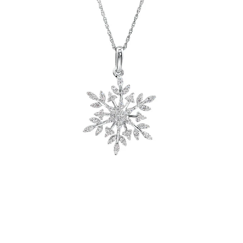 Ladies necklaces for benefit days -19mm Cubic Zirconia Snowflake Necklace in Sterling Silver, 18 Inch