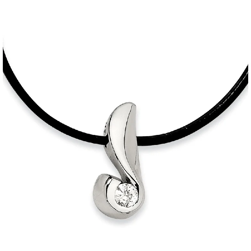 Ladies necklaces with whale pendants -Women's Stainless Steel Embraced Gem Necklace with Cubic Zirconia