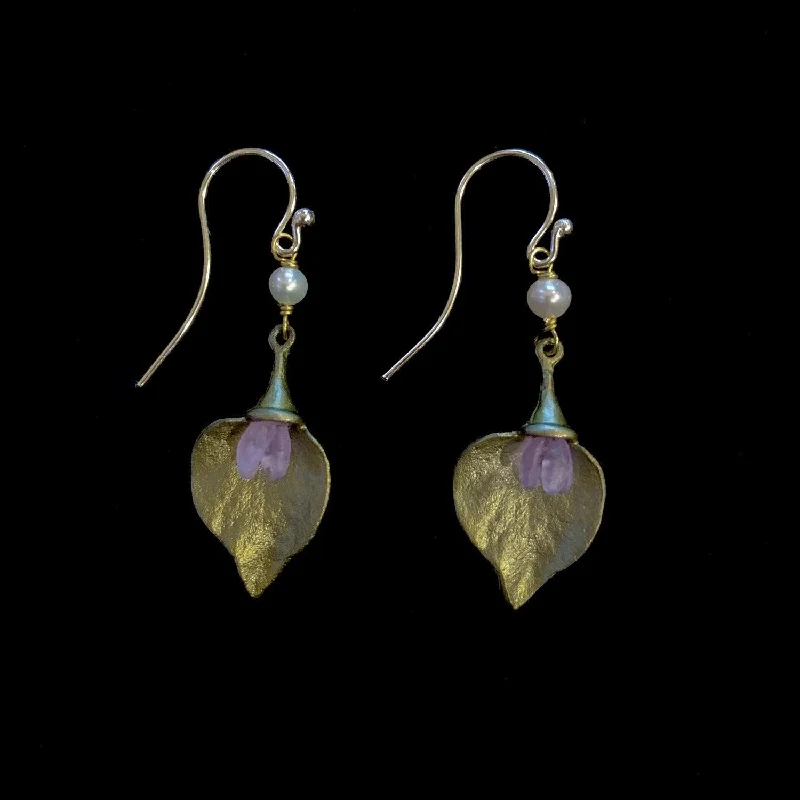 ladies-birthstone-french-wire-earrings-Lilac Earrings - Pearl Wire