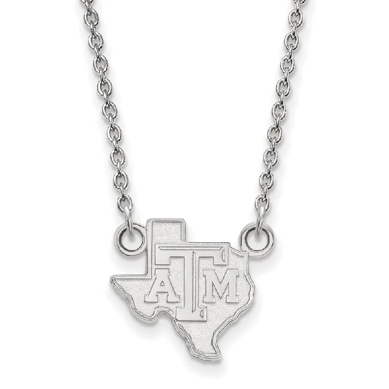 Ladies necklaces for fearless hearts -10k White Gold Texas A&M U Small 'TAM' State Pendant Necklace