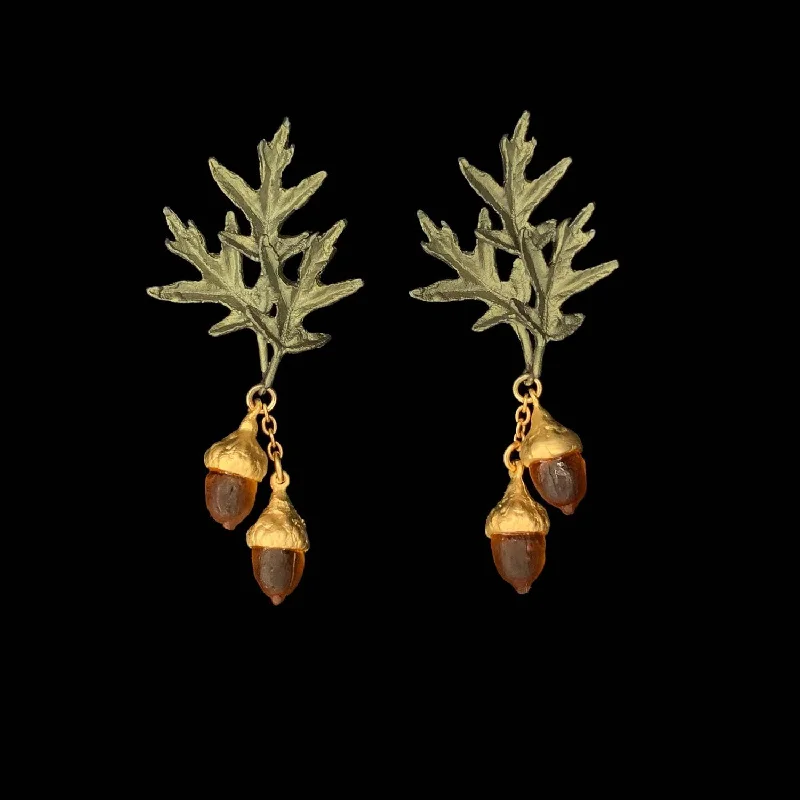 ladies-gold-moon-earrings-Pin Oak Earrings - Double Drop Post