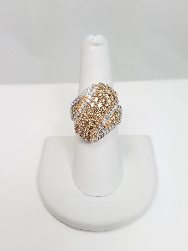 ladies-unique-silver-rings-Glamorous 10k Yellow Gold Natural Diamond Custom Ring