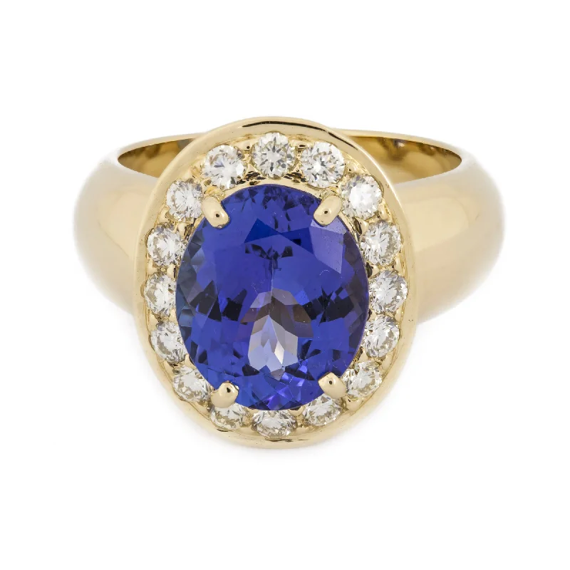 ladies-round-diamond-rings-Ring - Tanzanite And Diamond