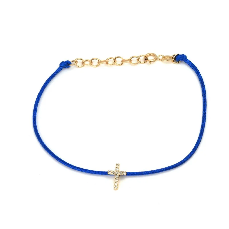 Ladies bracelets airy-light bands -14k Yellow Gold Cross Cord Bracelet